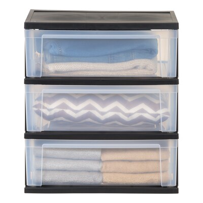 Iris Stackable Wide Chest, 3 Drawer, Black, 2/Pack (380026)