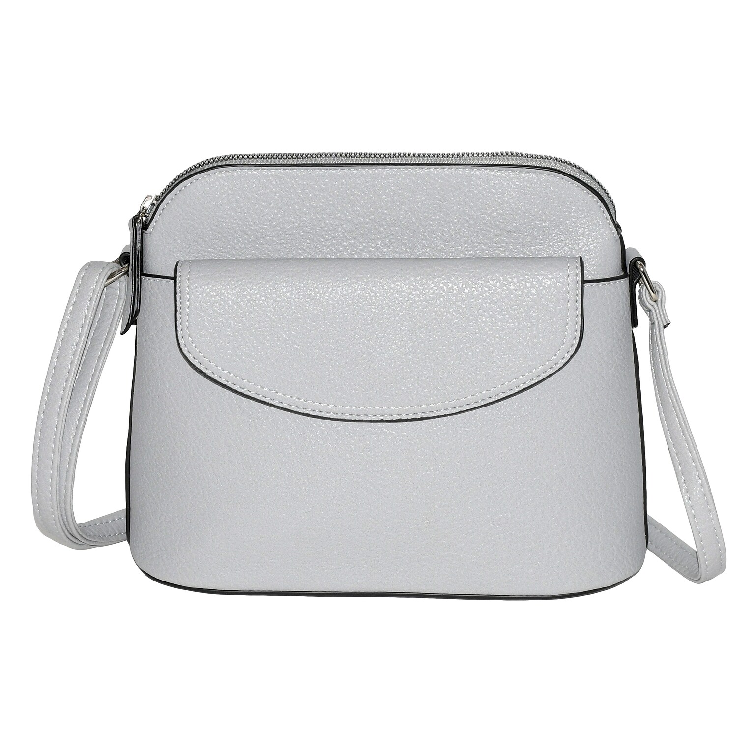 Nicci Cross-Body Bag with Front Flap, Light Grey (NH05-LGRY)