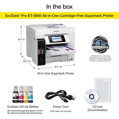 Epson EcoTank Pro 5850 Wireless Color Inkjet Printer, All-In-One Supertank, Print, Scan, Copy, Fax (9472509)