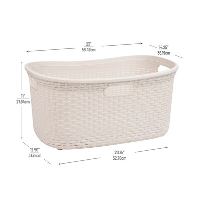Mind Reader 10.57-Gallon Laundry Basket with Handles, Plastic, Ivory (40LBASK-IVO)