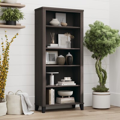 Bush Furniture Somerset 65"H 5-Shelf Bookcase with Adjustable Shelves, Storm Gray Laminate (WC81565)