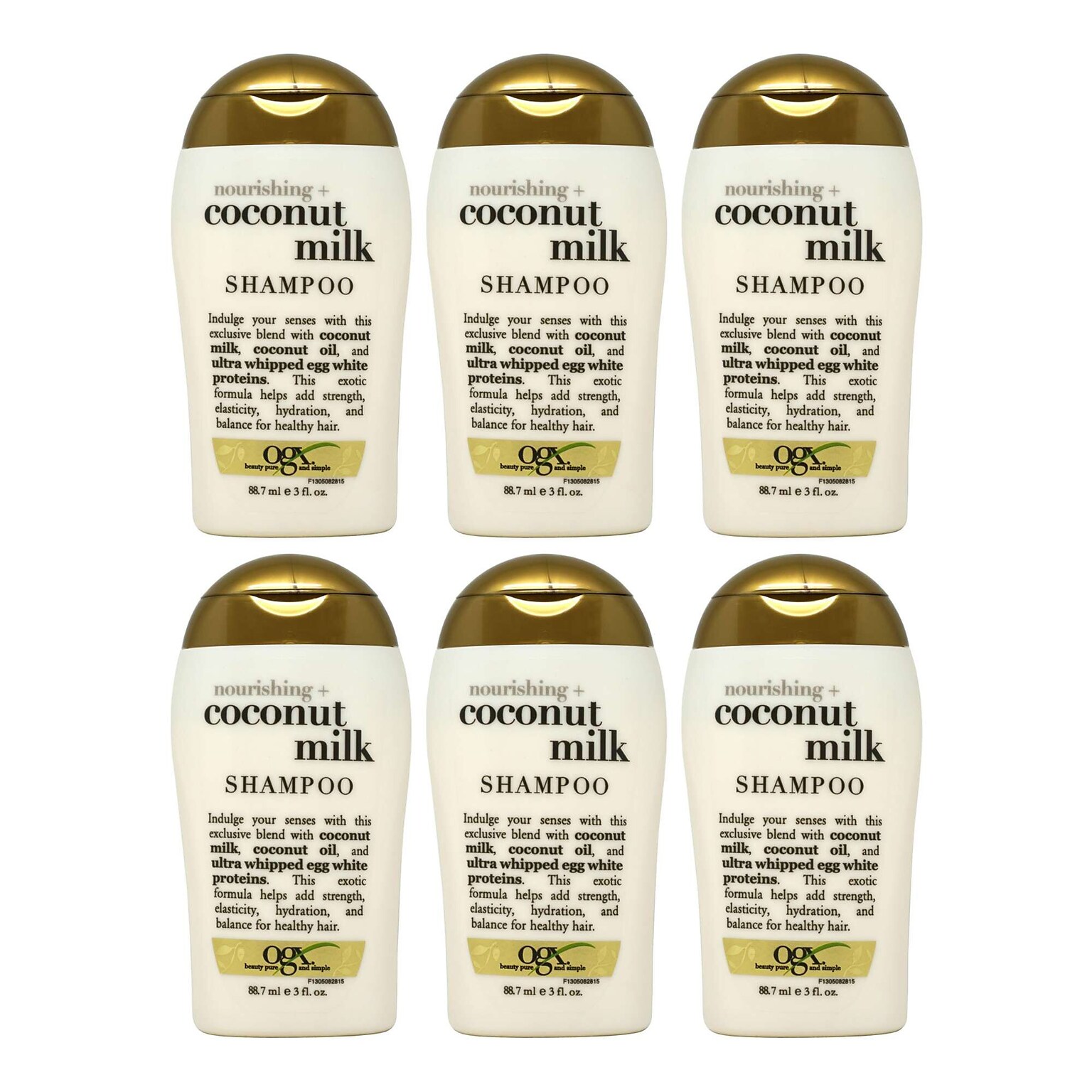 OGX Nourishing Coconut Milk Shampoo, 3 oz Bottle, 6 Bottles/Bag, 20 Bags/Carton
