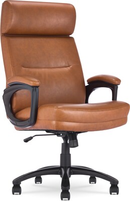 Click365 Classic Ergonomic Bonded Leather Executive Big & Tall Chair, 350 lb. Capacity, Cognac (CCHR10023A)