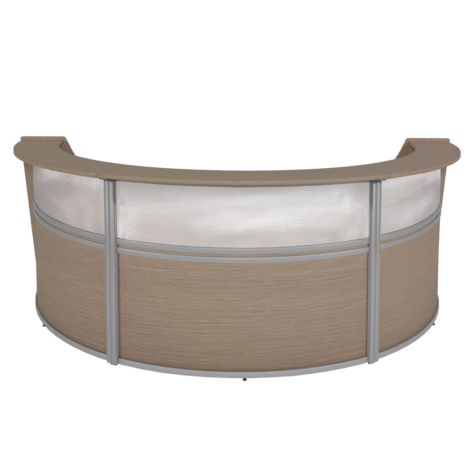Regency Marque 143.5W Curved Plexi Triple-Unit Reception Desk Workstation, Noble Oak (77313NO)