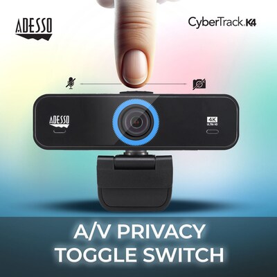Adesso CyberTrack K4 4K Ultra HD Webcam, 8 Megapixels, Black