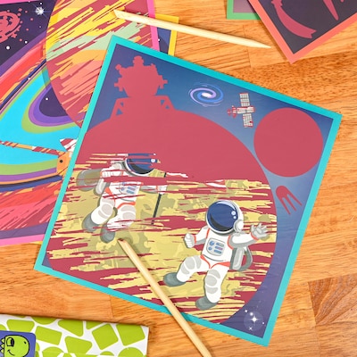 Ready 2 Learn Magic Scratch Paper, Space, 8.25" x 8.25", Multicolored, 10 Boards/Set (CE-10154)