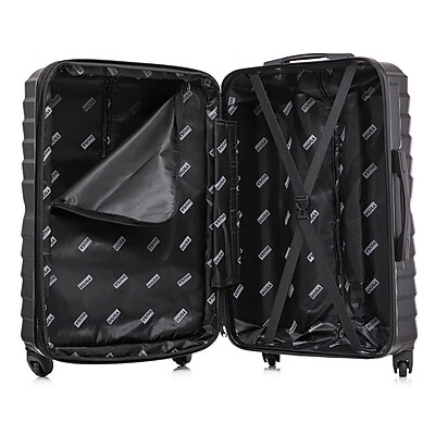 InUSA Aurum 24" Hardside Suitcase, 4-Wheeled Spinner, TSA Checkpoint Friendly, Black (IUAUR00M-BLK)