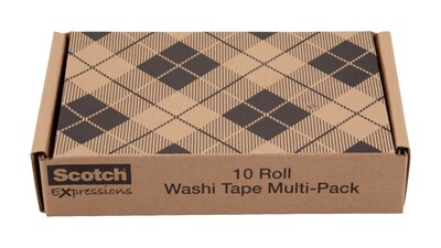 Scotch Expressions Washi Tape, .59 in" x 393 in yds., Assorted Colors, 10 Rolls/Pack (C317-10-SIOC)