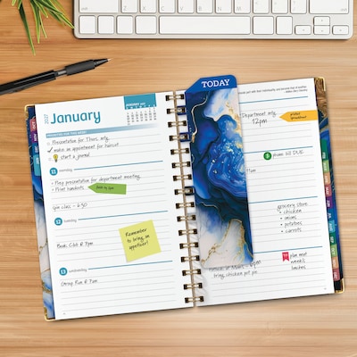 2027 Excello Brands 6 x 8 Weekly & Monthly Standard Planner, Paperboard Cover, Dark Blue Marble (FSHN-CY27-58-23)