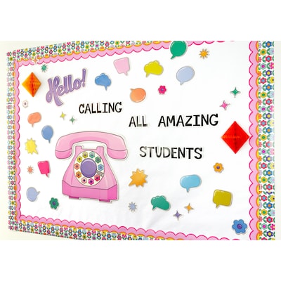 Carson-Dellosa Happily Ever Elementary Retro Remix Hello! Calling All Amazing Students Bulletin Board Set (110591)