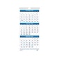 2024 House of Doolittle Large Numeral 12.25" x 26" Three-Month Wall Calendar, White/Blue (3640-24)