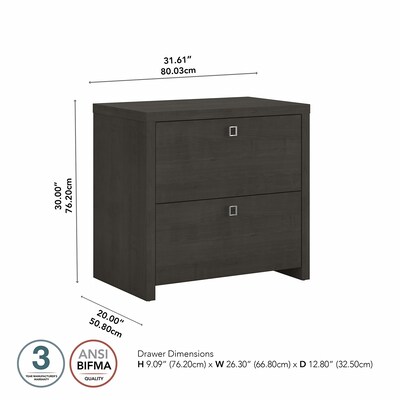 Bush Business Furniture Echo 2 Drawer Lateral File Cabinet, Charcoal Maple (KI60302-03)