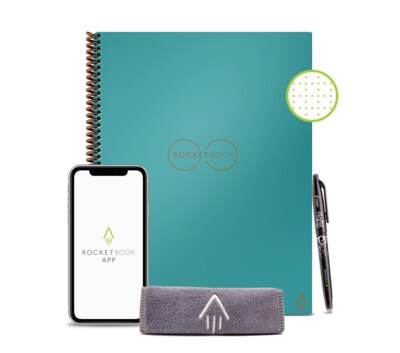 Rocketbook Core Reusable Smart Notebook, 8.5" x 11", Dot-Grid Ruled, 32 Pages, Teal  (EVR-L-RC-CCE-FR)