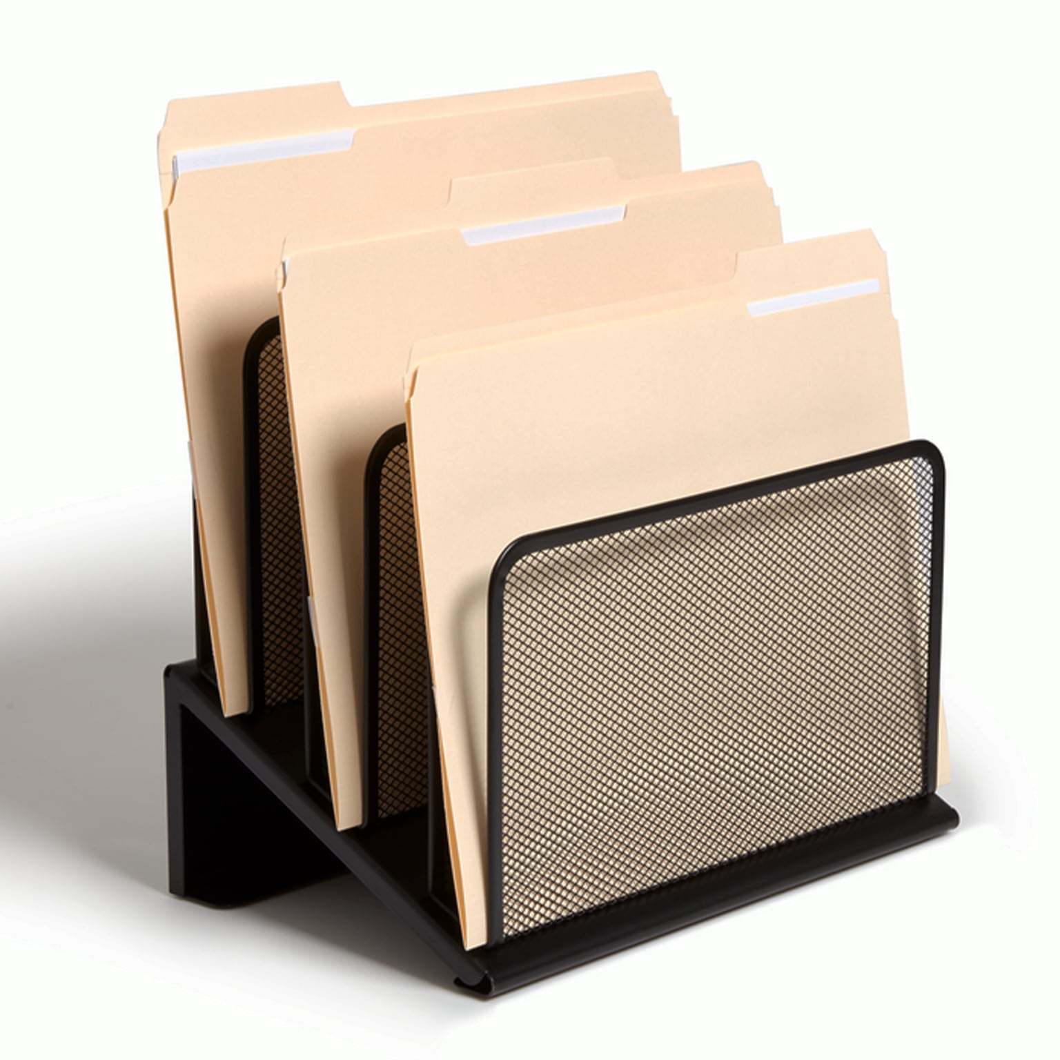 TRU RED™ 5-Compartment Metal Mesh File Organizer,  Matte Black (TR57554)