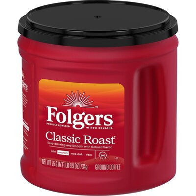 Folgers Classic Roast Ground Coffee, Medium Roast, 25.9 oz. Canister (SMU02042/2550030407)