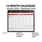 2024 Staples 11" x 8" Wall Calendar, White/Black (ST12949-24)
