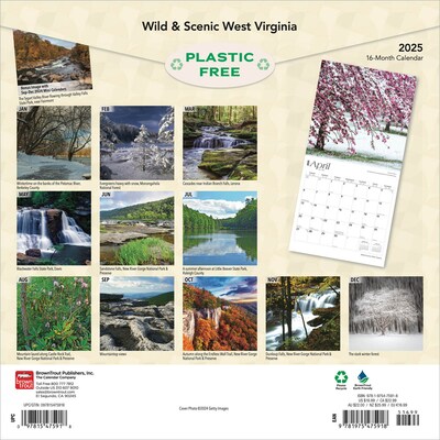 2025 BrownTrout West Virginia Wild & Scenic 12" x 12" Monthly Wall Calendar (9781975475918)