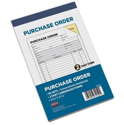 Cosco 2-Part Carbonless Purchase Order, 5.56 x 8.44, 50 Sets/Book (074052)