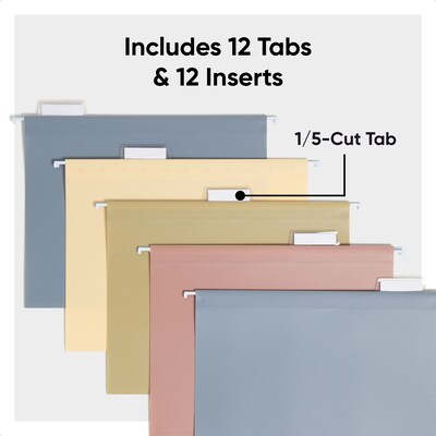 Smead Standard Hanging File Folder, 5-Tab, Letter, Assorted Colors, 12/Pack (10524)