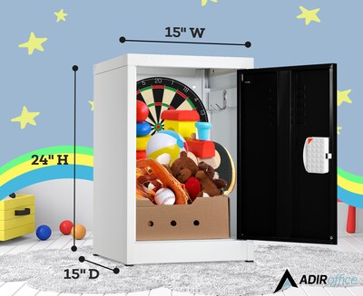 AdirOffice 24"H Single Tier Black Storage Locker (ADI629-02-BLK-DL)