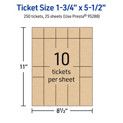 Avery Integrated Cards, 1-3/4" x 5-1/2", Matte Kraft Brown, 250/Pack (95288)