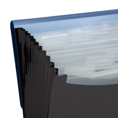 Smead Heavy Duty Expanding File with Flap & Elastic Cord Closure, Letter Size, 12 Pockets, Blue/Black (70863)