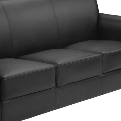 Flash Furniture Hercules Diplomat LeatherSoft Sofa, Black/Chrome Legs (BT8273BKCHR)