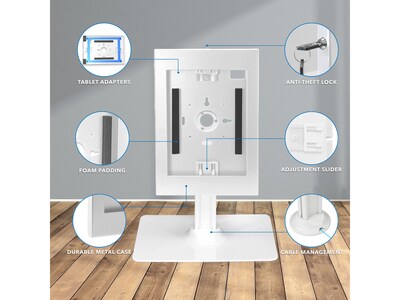 Mount-It! Adjustable Anti-Theft iPad Countertop Stand, White (MI-3771W_G10)