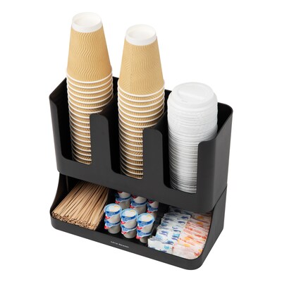 Mind Reader Anchor Collection 6-Compartment 2-Tier Coffee Cup and Condiment Organizer, Black (UPRIGHT6-BLK)