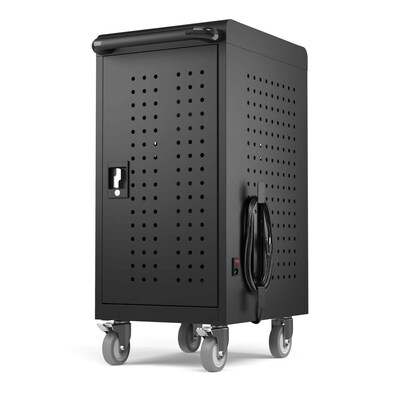 Luxor Lockable 24-Unit USB-C Secure Charging Cart, Black Powder-Coated Steel (CHMC001)