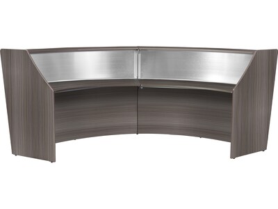 Regency Marque 124.5"W Curved Reception Desk Workstation, Driftwood Gray (77312GY)