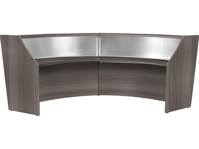 Regency Marque 124.5"W Curved Reception Desk Workstation, Driftwood Gray (77312GY)