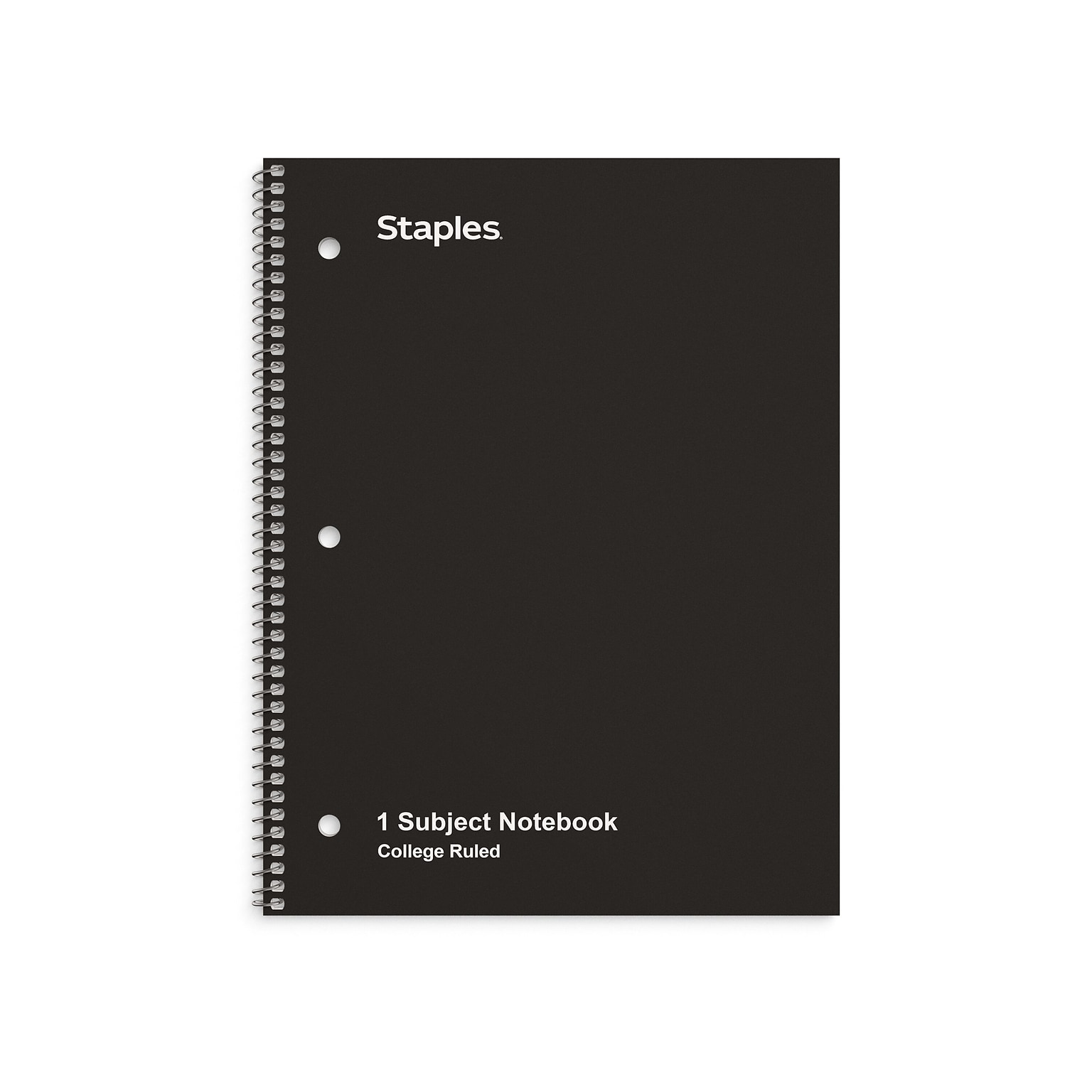 Staples 1-Subject Notebook, 8 x 10.5, College Ruled, 70 Sheets, Black, 6/Pack (TR58374)