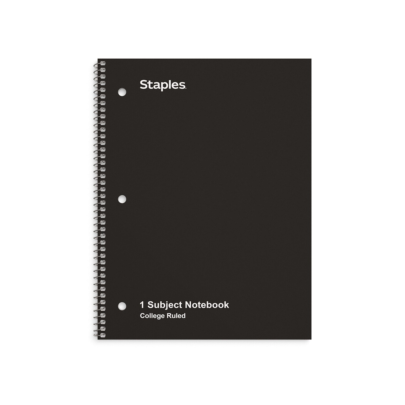 Staples 1-Subject Notebook, 8 x 10.5, College Ruled, 70 Sheets, Black, 6/Pack (TR58374)