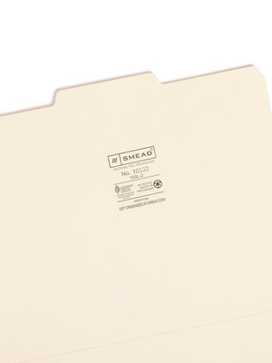 Smead File Folders, 1/3-Cut Tab, Letter Size, Manila, 100/Box (10332)