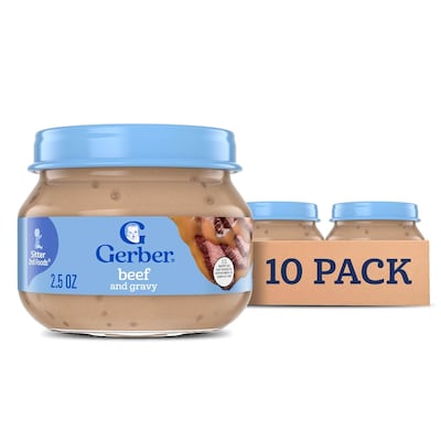 Gerber Beef And Gravy Puree Baby Food Jar, 2.5 oz., 10/Pack (220-02582)
