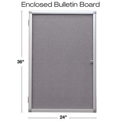 Enclosed Bulletin Board with Sliding Whiteboard, 36" x 24", Aluminum Frame (EGP-HD-0527)