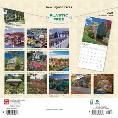 2025 BrownTrout New England Places 12 x 12 Monthly Square Wall Calendar (9781975475376)
