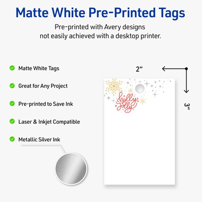 Avery  3 Blank Price & Merchandise Tags, White, 80/Carton (S00-FHE-PRMWT10)