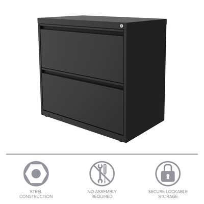 Hirsh Lateral 101 2-Drawer Lateral File Cabinet, Letter/Legal Size, Lockable, 27.75"H x 30"W x 17.63"D, Charcoal (24084)