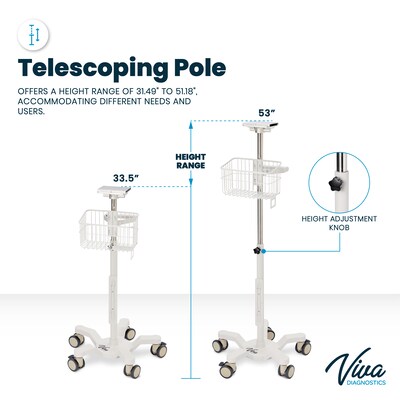 Viva Comfort Universal Vital Sign Monitor Mobile Stand with Mounting Plate, White (ADIME912-C-MP-08-MK)