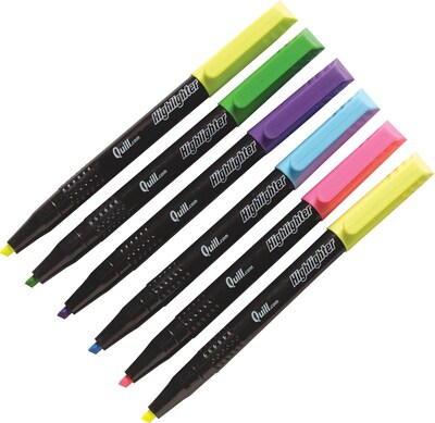 Quill Brand® Pen Style Highlighters, Chisel Point, Assorted, 6/Pack (10398-QCC)