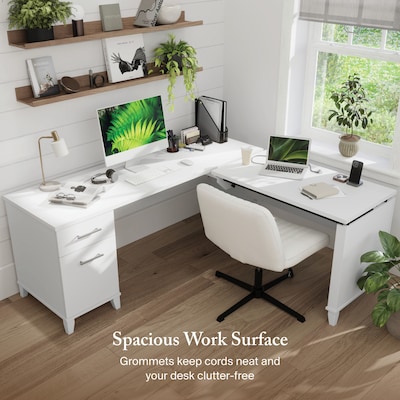 Bush Furniture Somerset 72"W 3 Position Sit to Stand L Shaped Desk, White (SET014WH)