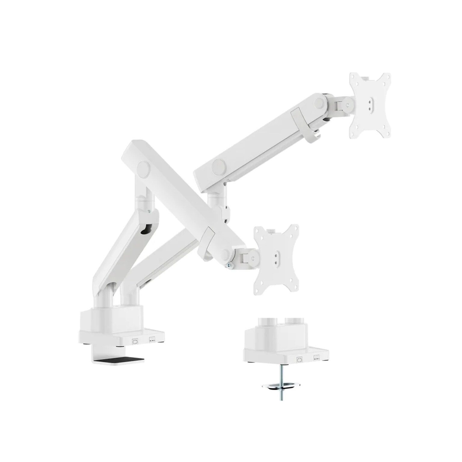 Amer Adjustable Dual Articulating Spring Monitor Arms, Up to 35 Monitors, White (HYDRA2B-W)