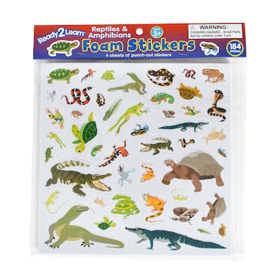 Ready2Learn Foam Reptile and Amphibian Stickers, Multicolored, 184/Pack (CE-10123)