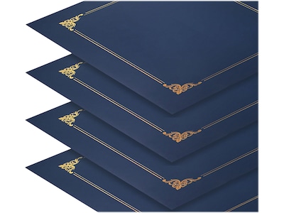 Better Office Certificate Holders, 8.75" x 11.25", Navy Blue/Gold, 25/Pack (65252-25PK)