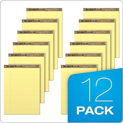 TOPS Second Nature Notepads, 8.5" x 11.75", Wide, Canary, 50 Sheets/Pad, 12 Pads/Pack (74890)