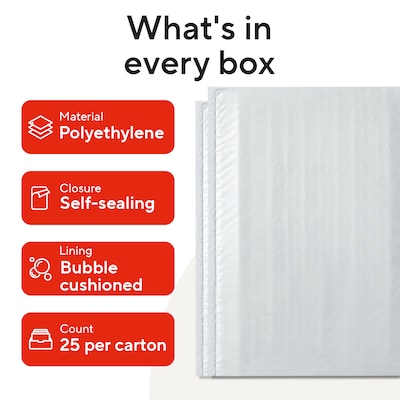 Quill Brand® 8.5"W x 11"L Self-Sealing Bubble Mailer, #2, 25/Carton (ST56609B)
