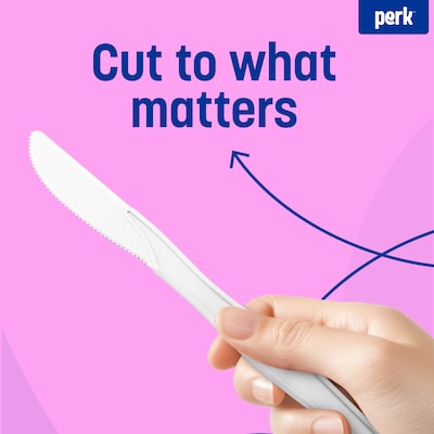 Perk™ Polystyrene Knife, Medium-Weight, White, 300/Pack (PK56399)