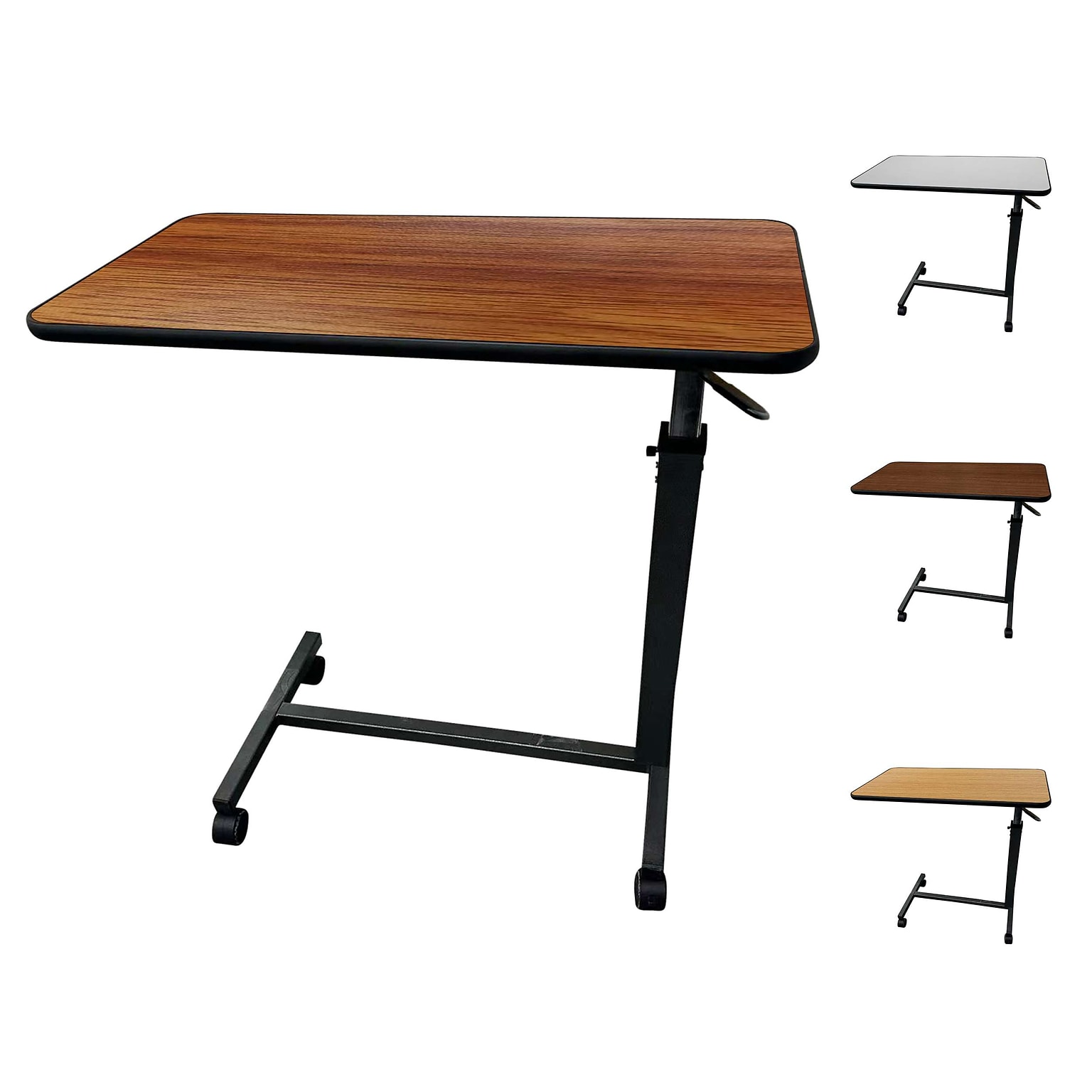 ProHeal Medical Adjustable Overbed Table w/ Wheels, Cherry (PH-16210H)